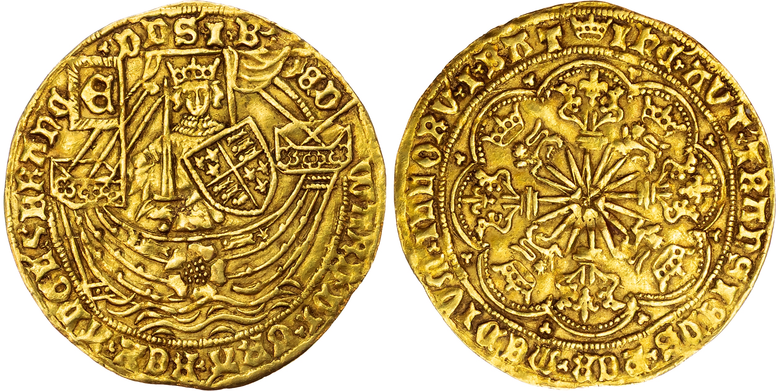 Edward IV (First Reign, 1461-1483) gold Ryal or rosenoble, London mint.