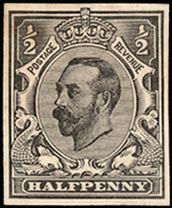 GB SG321var 1911 ½d Plate proof (Die 1a) in black.