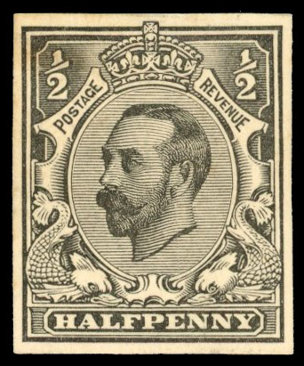 GB SG321var 1911 ½d Plate proof (Die 1a) in black.