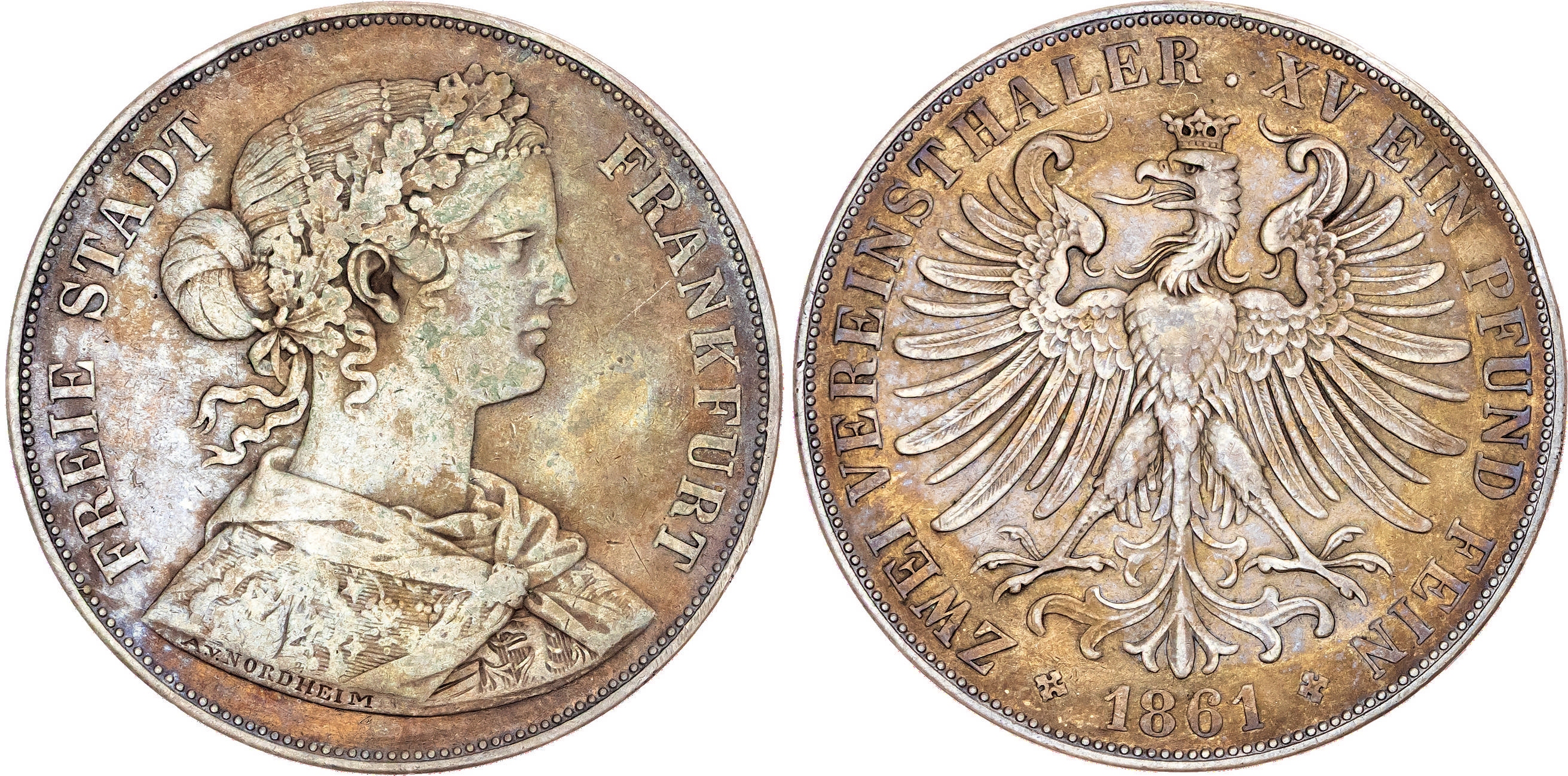 Germany, Frankfurt, silver Double Thaler, 1861