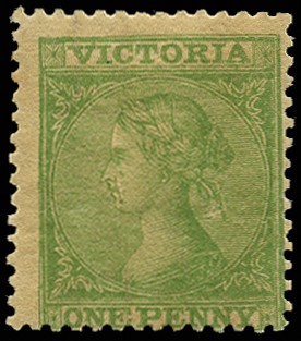 1867-70 Emergency printings 1d pale yellow-green "Laureate", wmk...
