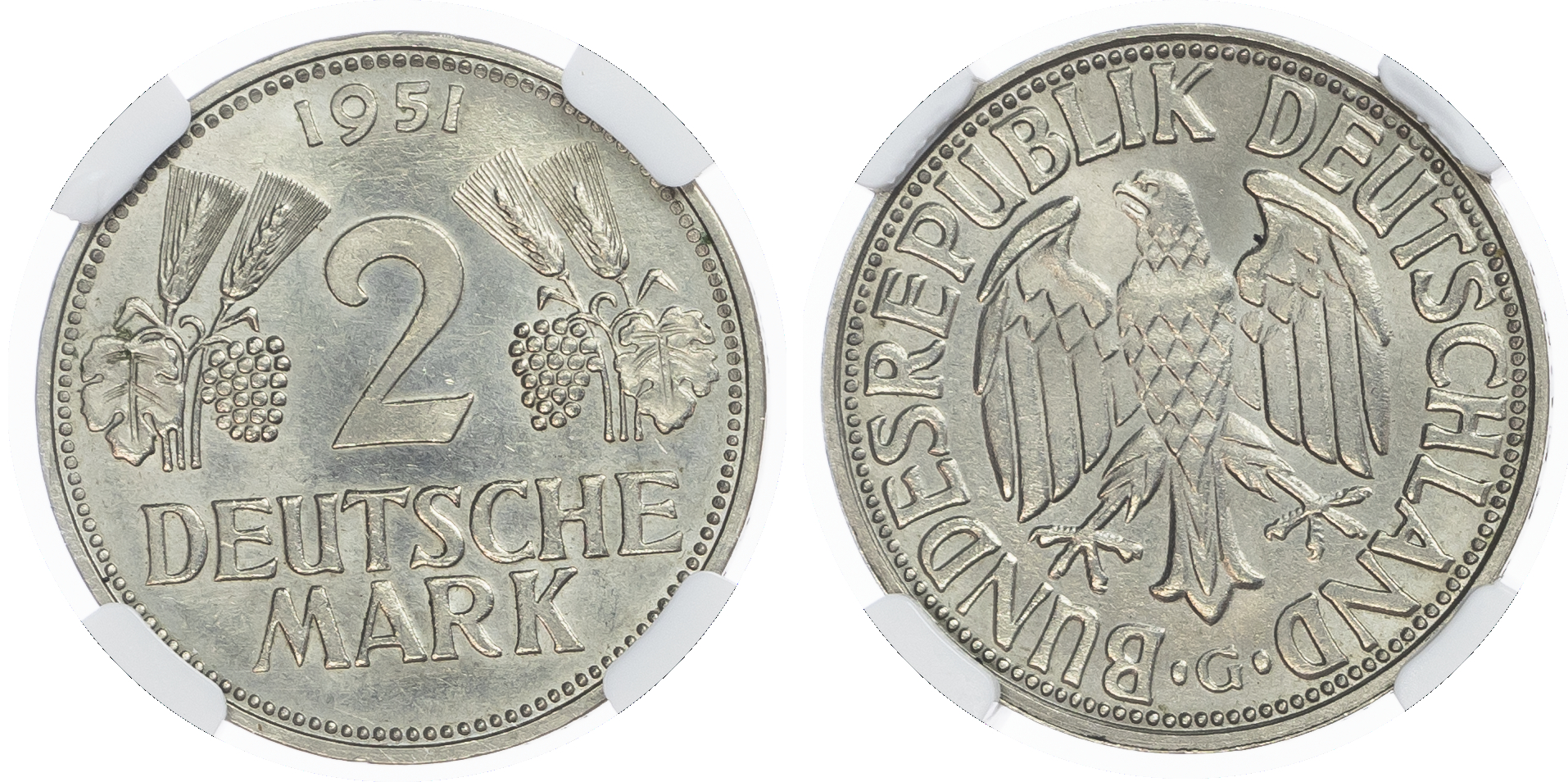 Germany. Federal Republic Cu Ni 2 Marks. 1951G. Restrike. 