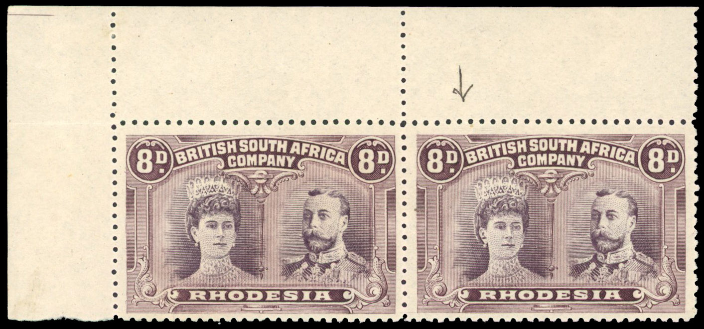 SG 147 8d slate-purple and deep dull purple pair. #2 Long Gash mint