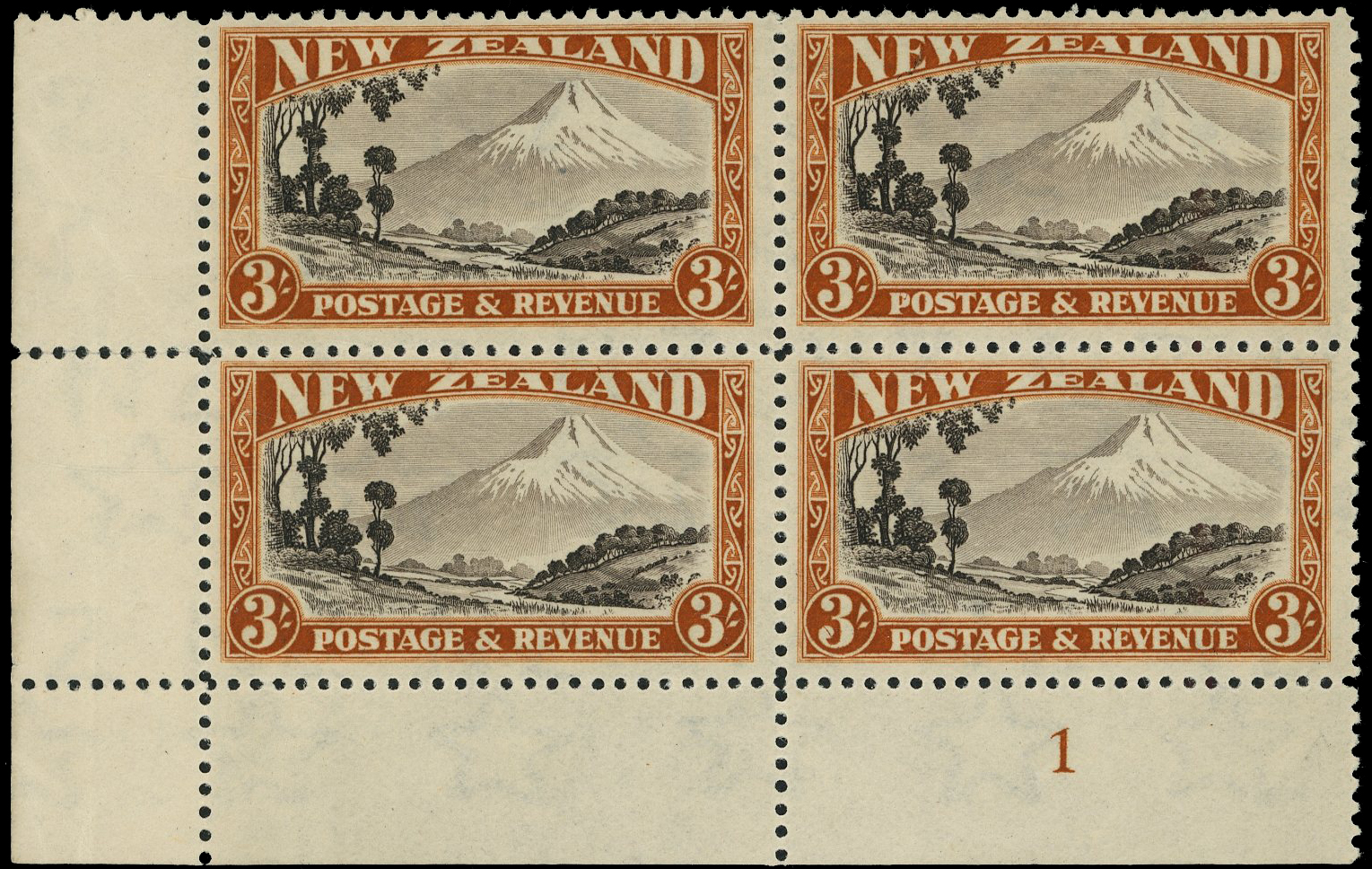 NZ SG 590b Plate block mint