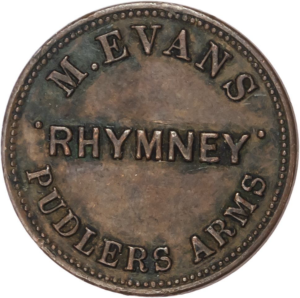 Lot of 5 coins - Mon. Talywain, Commercial Hotel , 3d., 26mm., uniface VF; (Tredegar), Free Masons Arms, no denom...