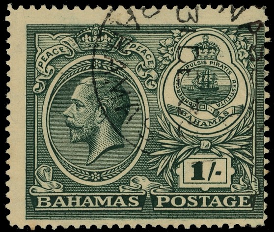 1920 Peace 1/-, Nassau CDS of 31 DE 30, watermark reversed. Centred right, the first used example of this variety known...