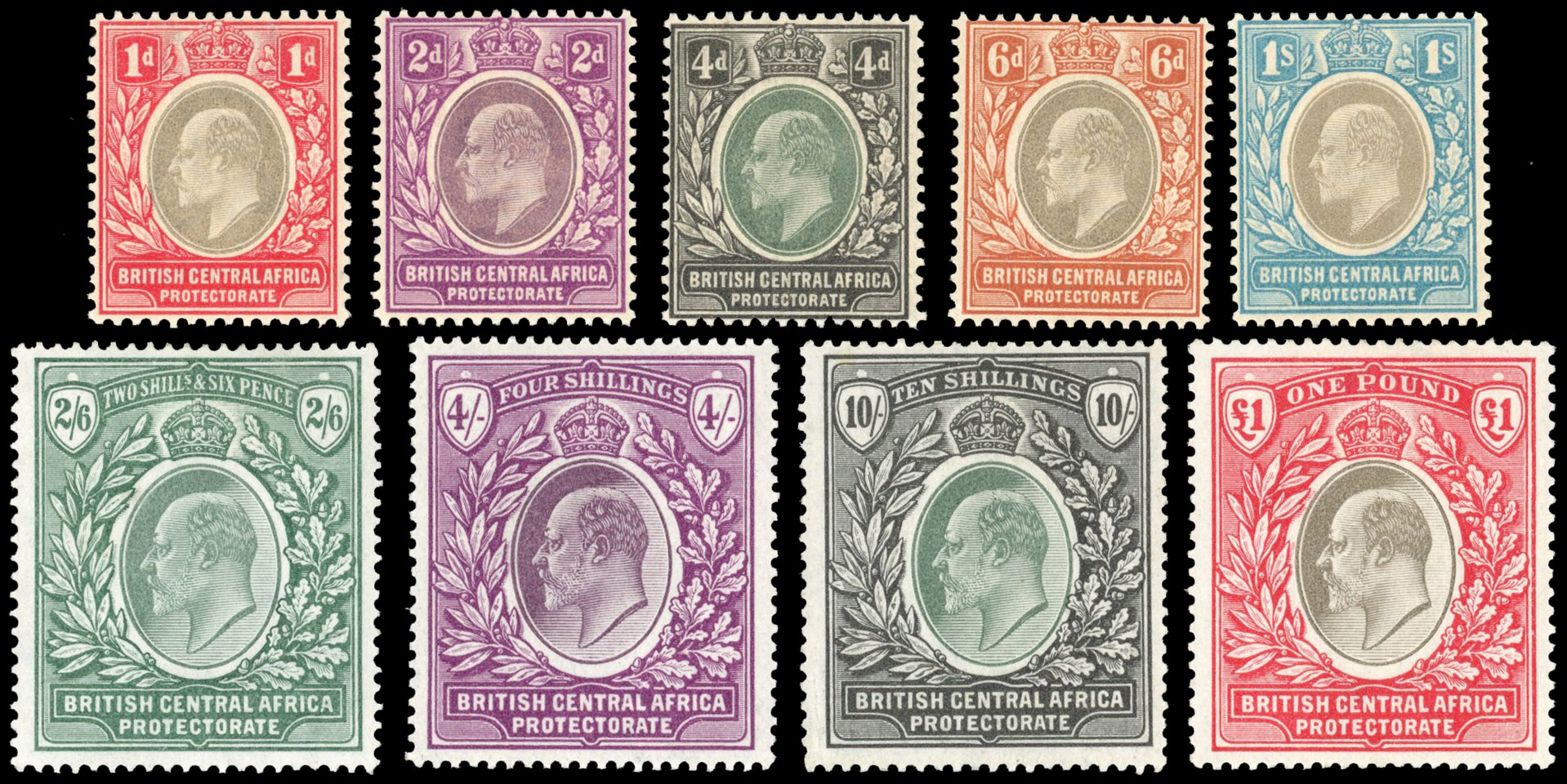 Nyasaland SG 59-66 1903 set to £1 mint