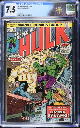 Incredible Hulk #183 CGC 7.5 Len Wein story Herb Trimpe cover & art (Marvel Comics, 1975) White pages