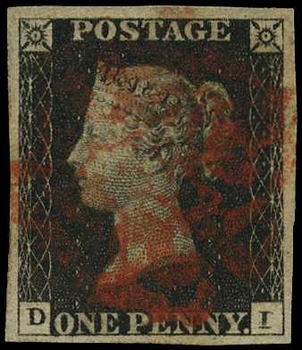 1840 1d black Plate 6 (DI), four good...