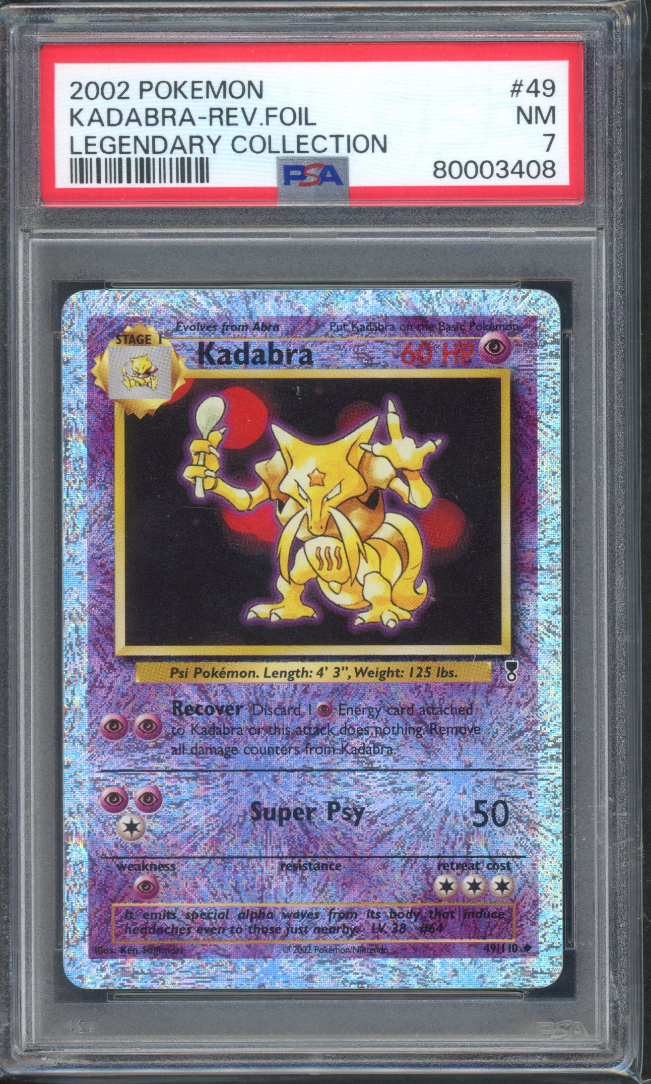 Pokemon TCG - PSA 7 Kadabra Reverse Foil - Legendary Collection