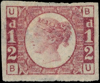 Great Britain 1870 ½d Rose Pl.1. Exceptionally fine and fresh large four margin imperforate...