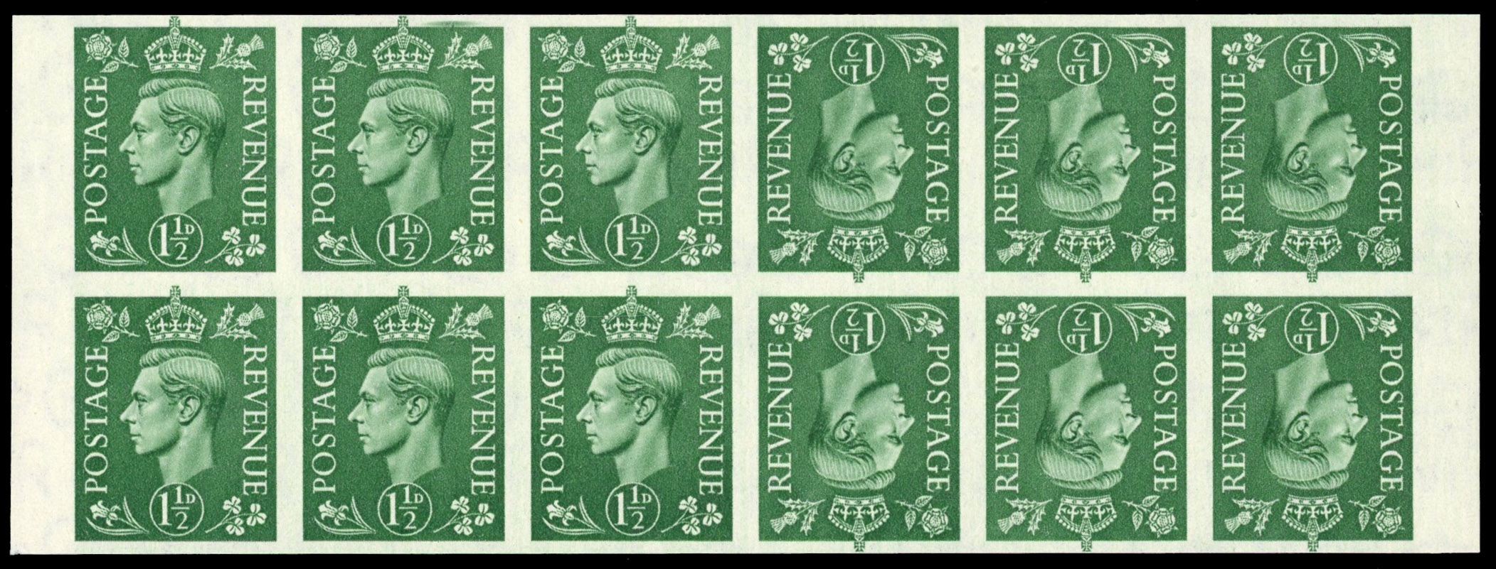 Great Britain 1950 1½d Pale Green, Tête-bêche Pair, BPMA Imprimatur, SG 505