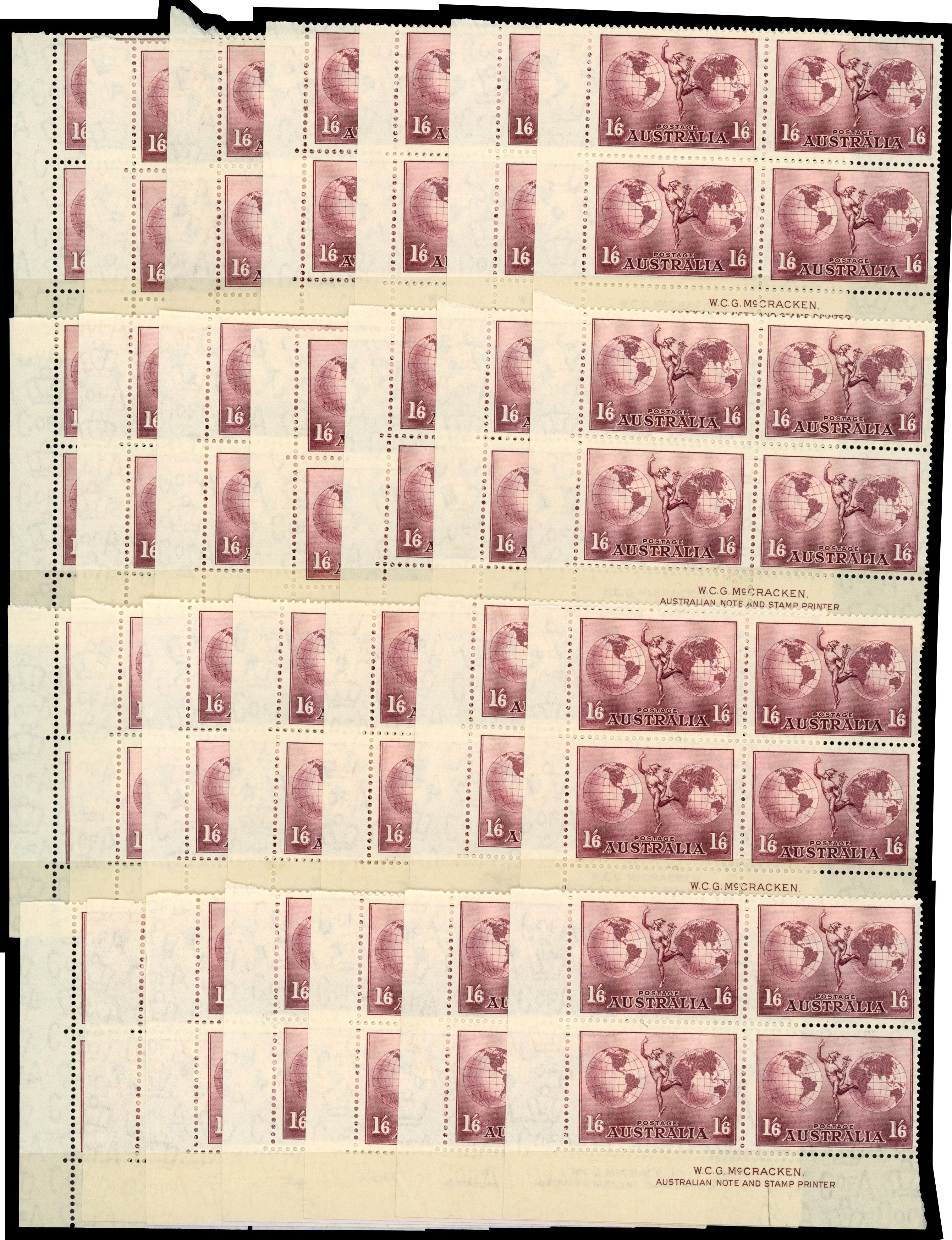 Australia SG 153b imprint blocks mint