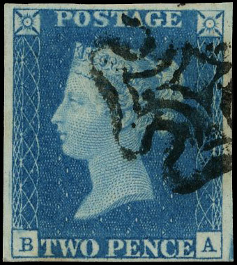 1840 2d Pale blue Pl.2. (BA). Black MC
