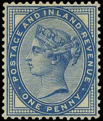 1881 1d Die II, colour trial in deep blue,...