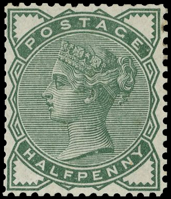 1880 ½d deep green Plate 8, line perforated...