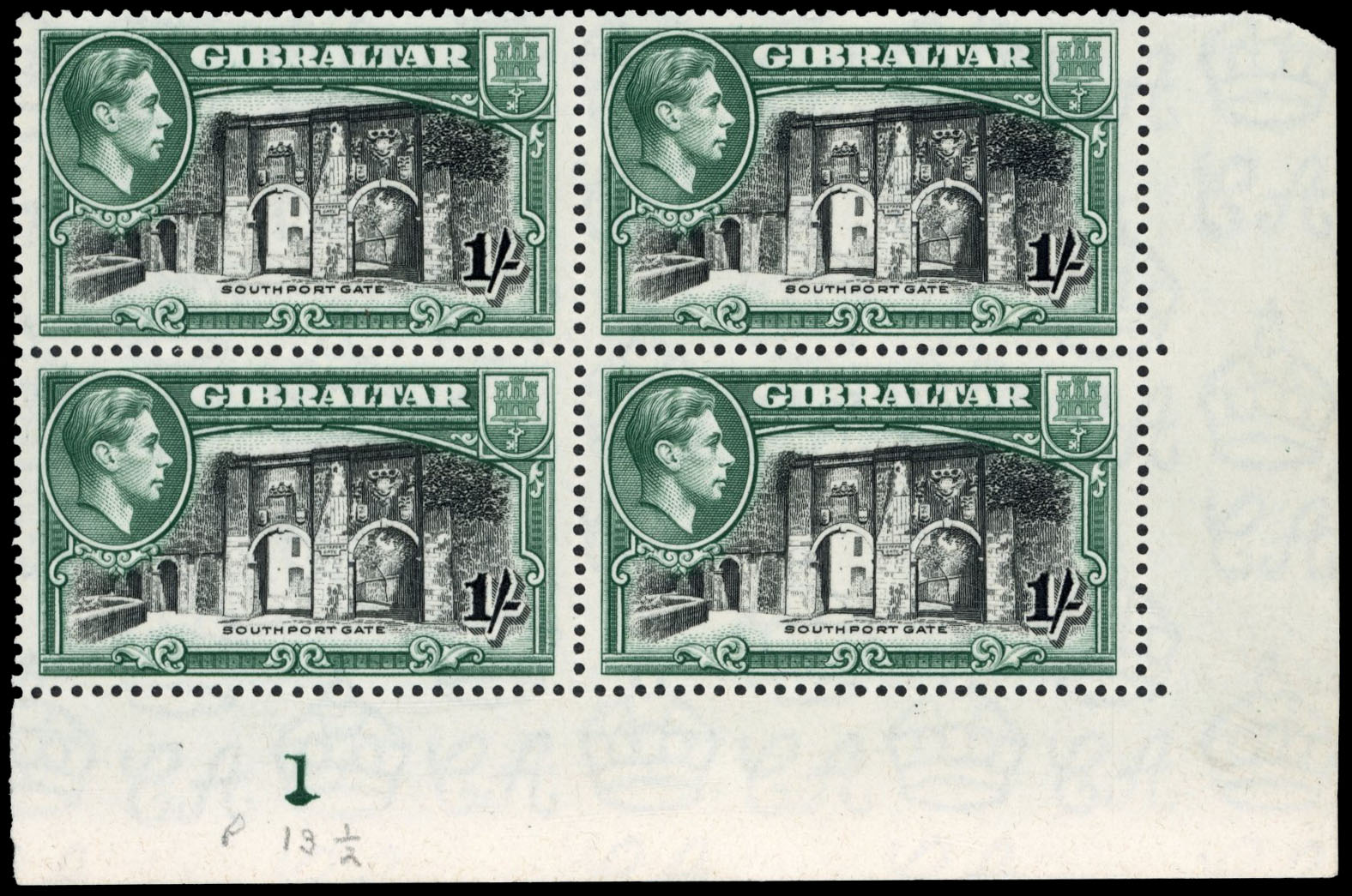 Gibraltar SG 127a Plate block mint