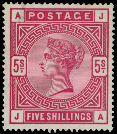1883-84 5s rose, white paper, lettered JA,...