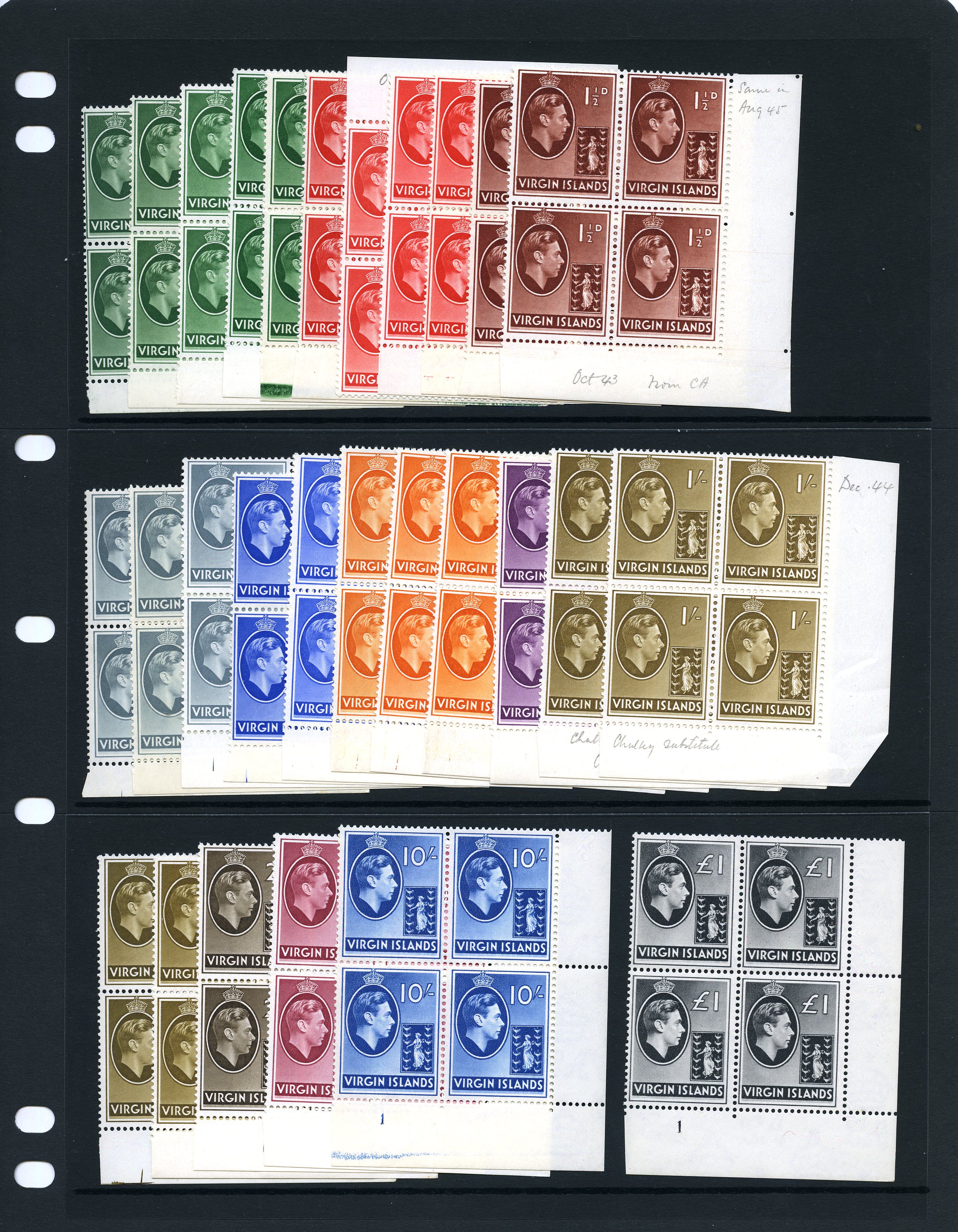 1938-47 set of twelve Plate blocks of four,...