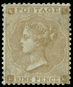 1862 9d Bistre Pl.2. 
