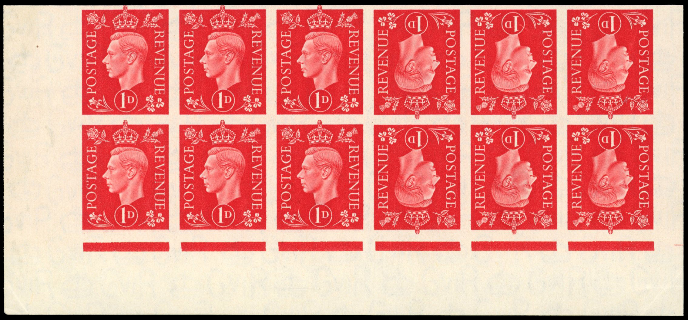 Great Britain 1937 1d Scarlet, Tête-bêche Pair, BPMA Imprimatur, SG 463