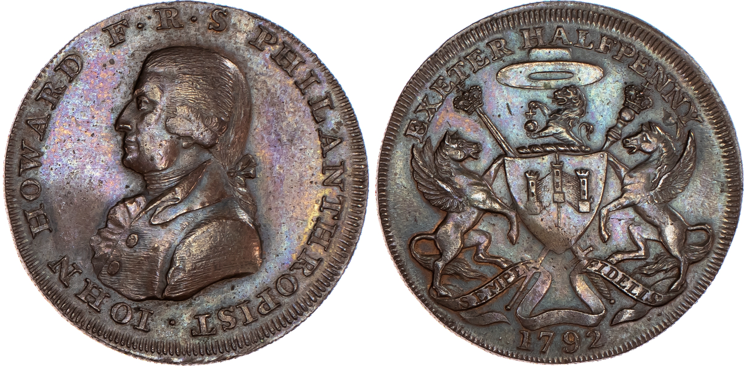 Exeter, Samuel Kingdon mule Halfpenny 1792,...