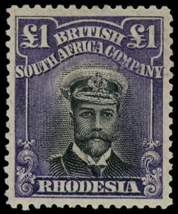 1913-7 £1 Head Die II, perf 14. Large part...