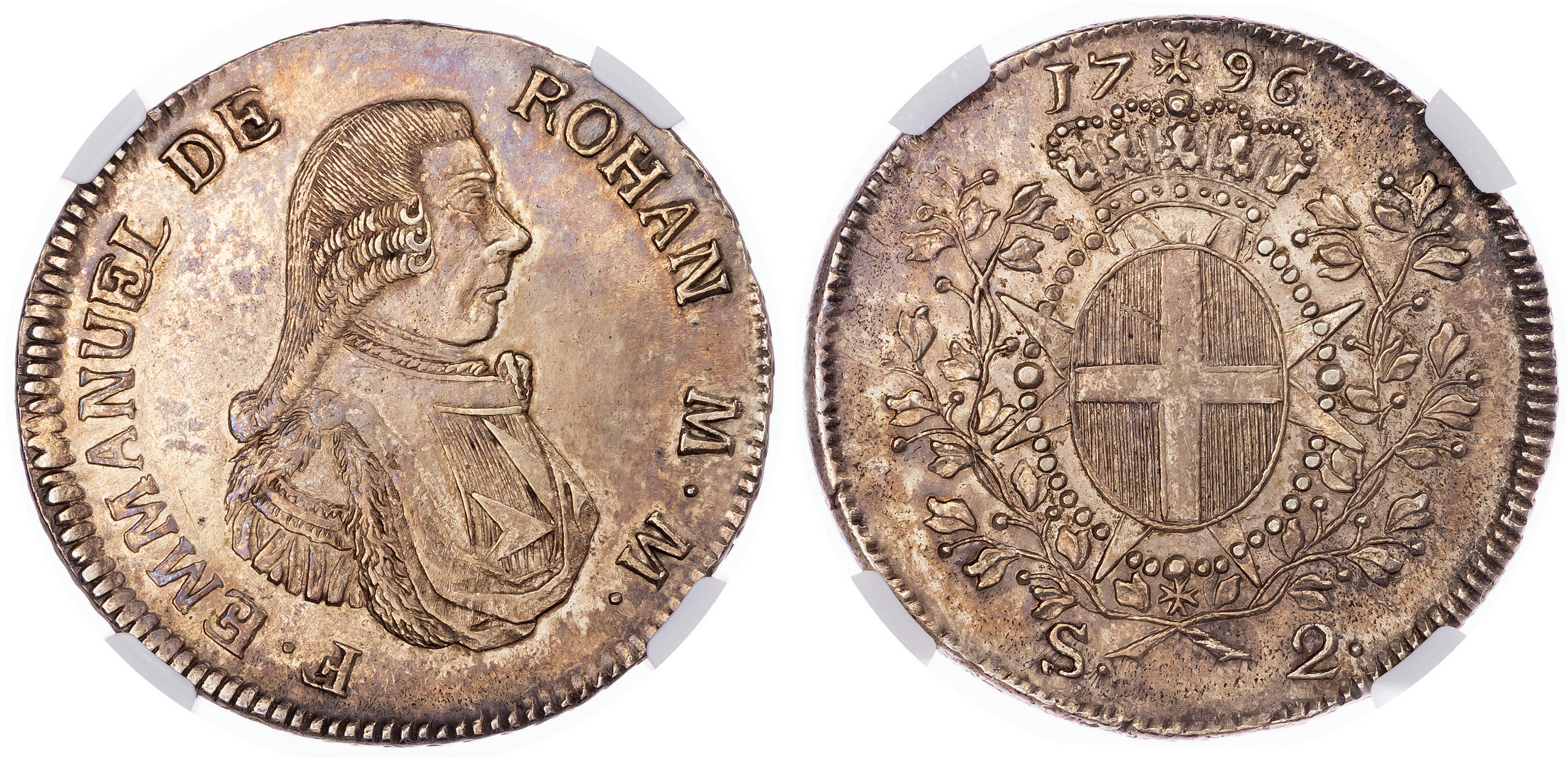 Malta, Emmanuel de Rohan (1775-1797), silver 2 Scudi, 1796