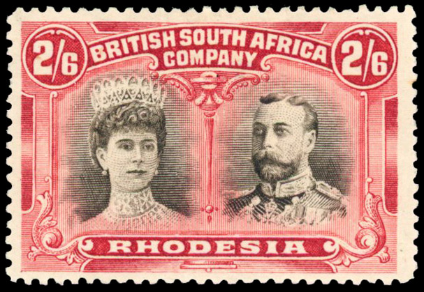 SG 155a 2/6d grey-black and deep carmine, #41 frame flaw