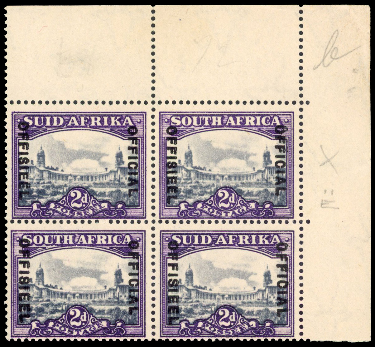 South Africa SG O36a block mint