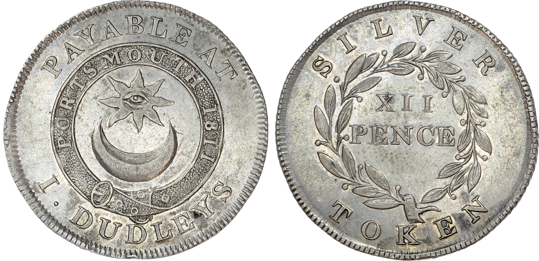 Hampshire, Portsmouth. I. Dudley’s, silver shilling, 1811. 