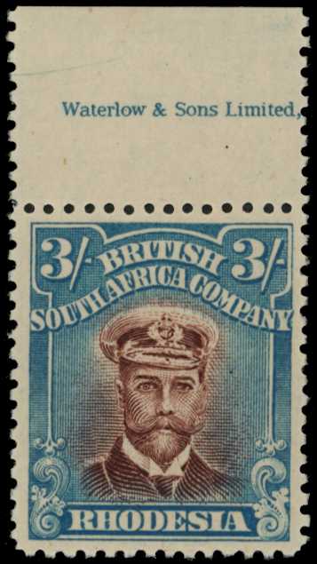 1913-7 3/- Head Die II, perf 15. Top...