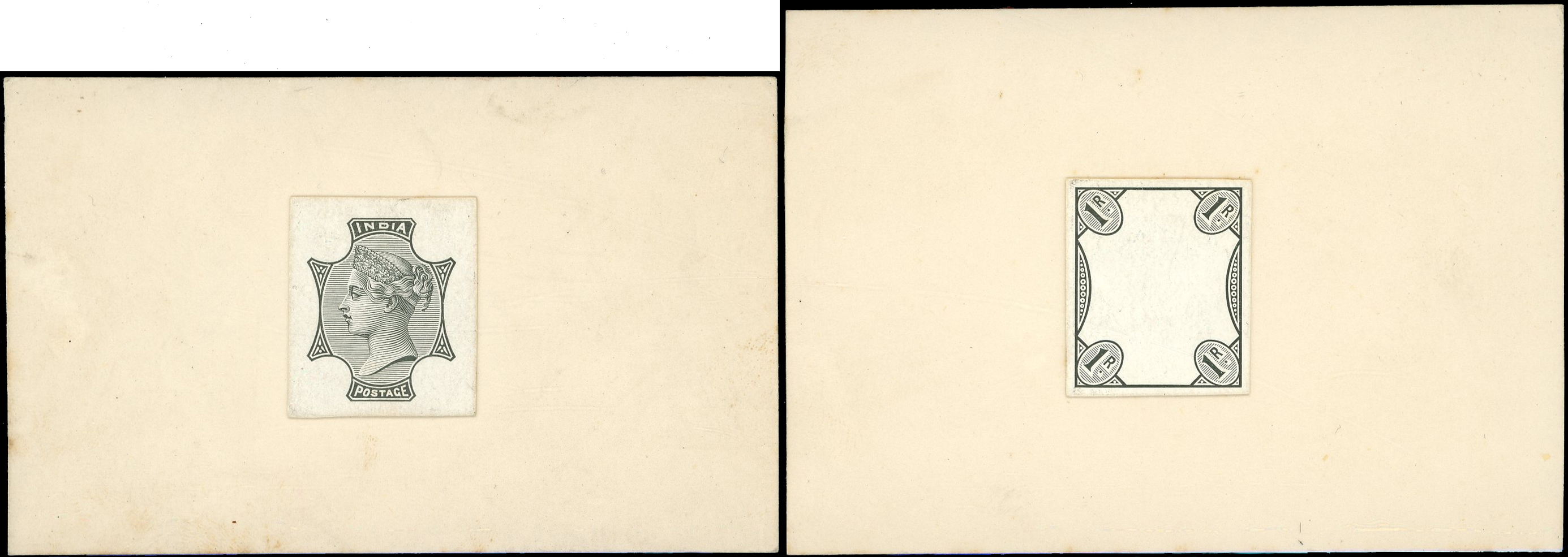 India SG 105var cut down die proofs on card 