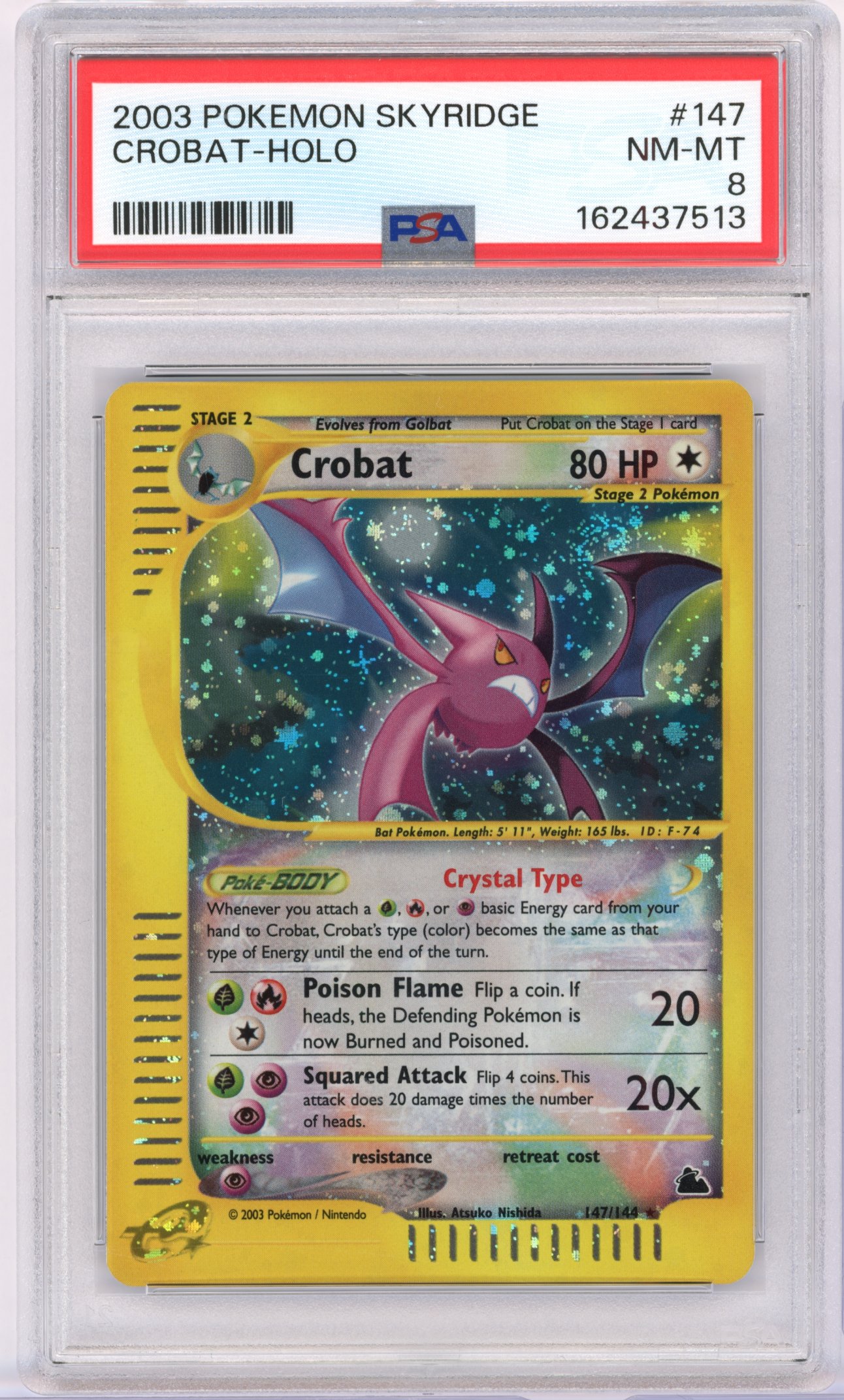 PSA 8 'Crystal' Crobat #147 Holo Skyridge