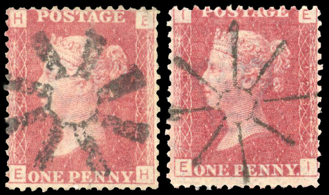 1864-79 1d Rose-red ‘Penny Plate’ issue Pl.98 & Pl.123. 