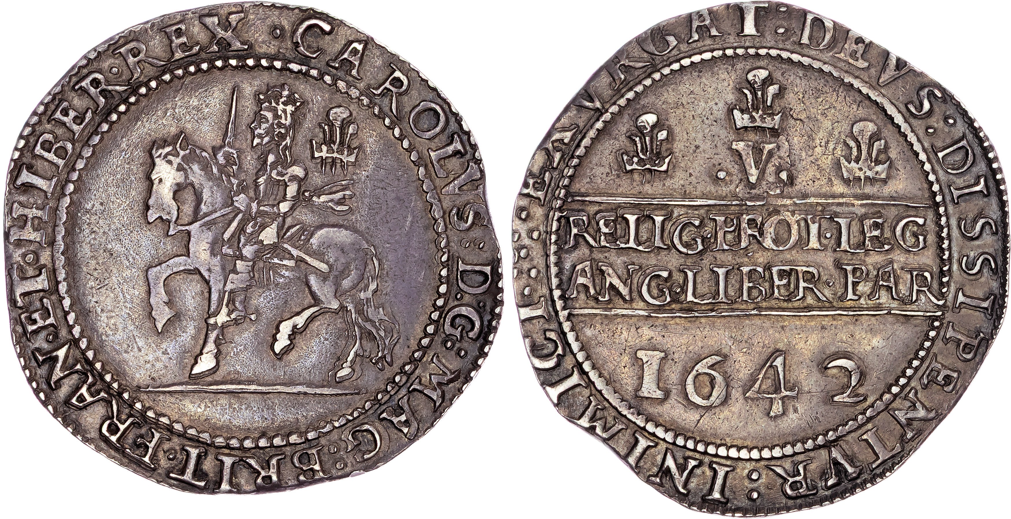 Charles I (1625-1649), AR Crown, 1642, Civil War Issues, Shrewsbury mint, mm. none.