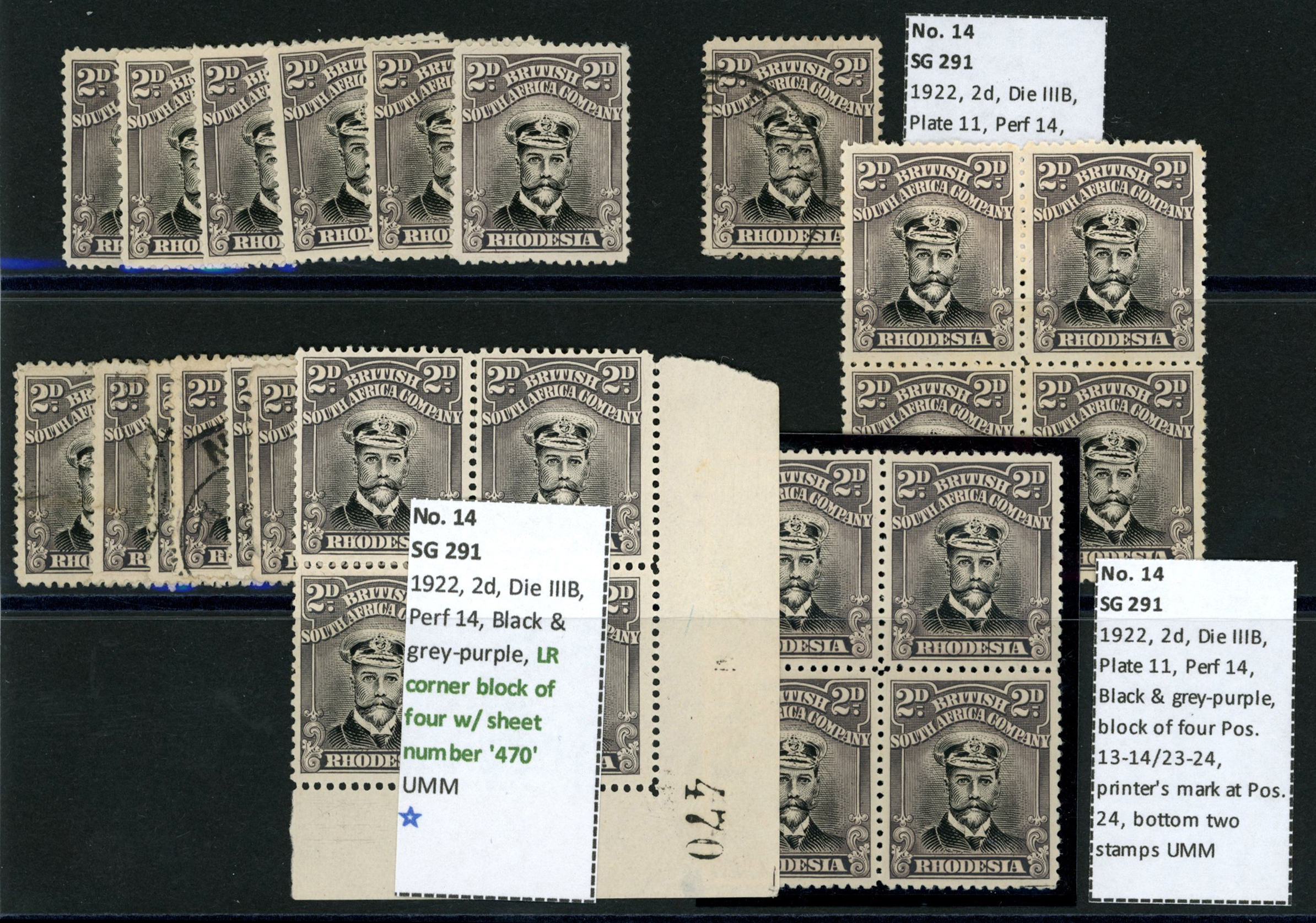 1922-3 2d Head Die IIIB, perf 14, white paper....