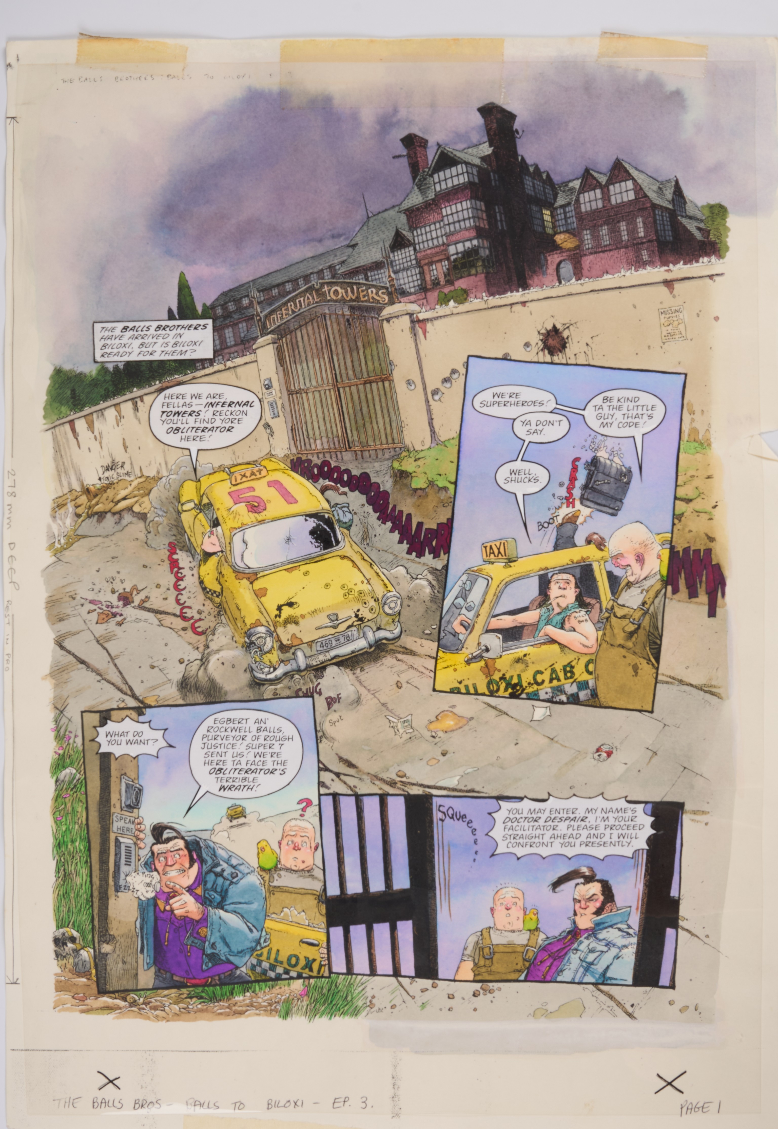 Kevin Walker 2000 AD Prog #1143 The Balls Brothers Part 3 Story Pages (Fleetway, 1999) Total 6 Pages