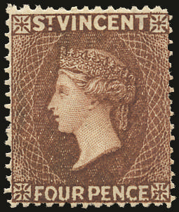St Vincent 1885-93 4d red-brown SG 50 Mint
