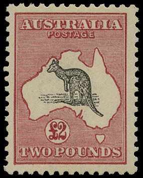 Australia 1915 £2 black and rose Kangaroo and Map, SG 45 Mint