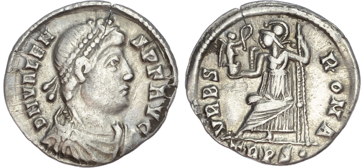 Valens (AD 364-378) AR Siliqua, Trier, AD 367-375, 1.75g. 