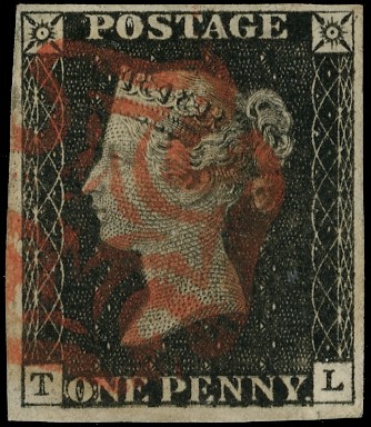 1840 1d Grey-black Pl.1a. Used...