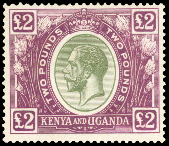 1922-27 £2 green and purple, large part og