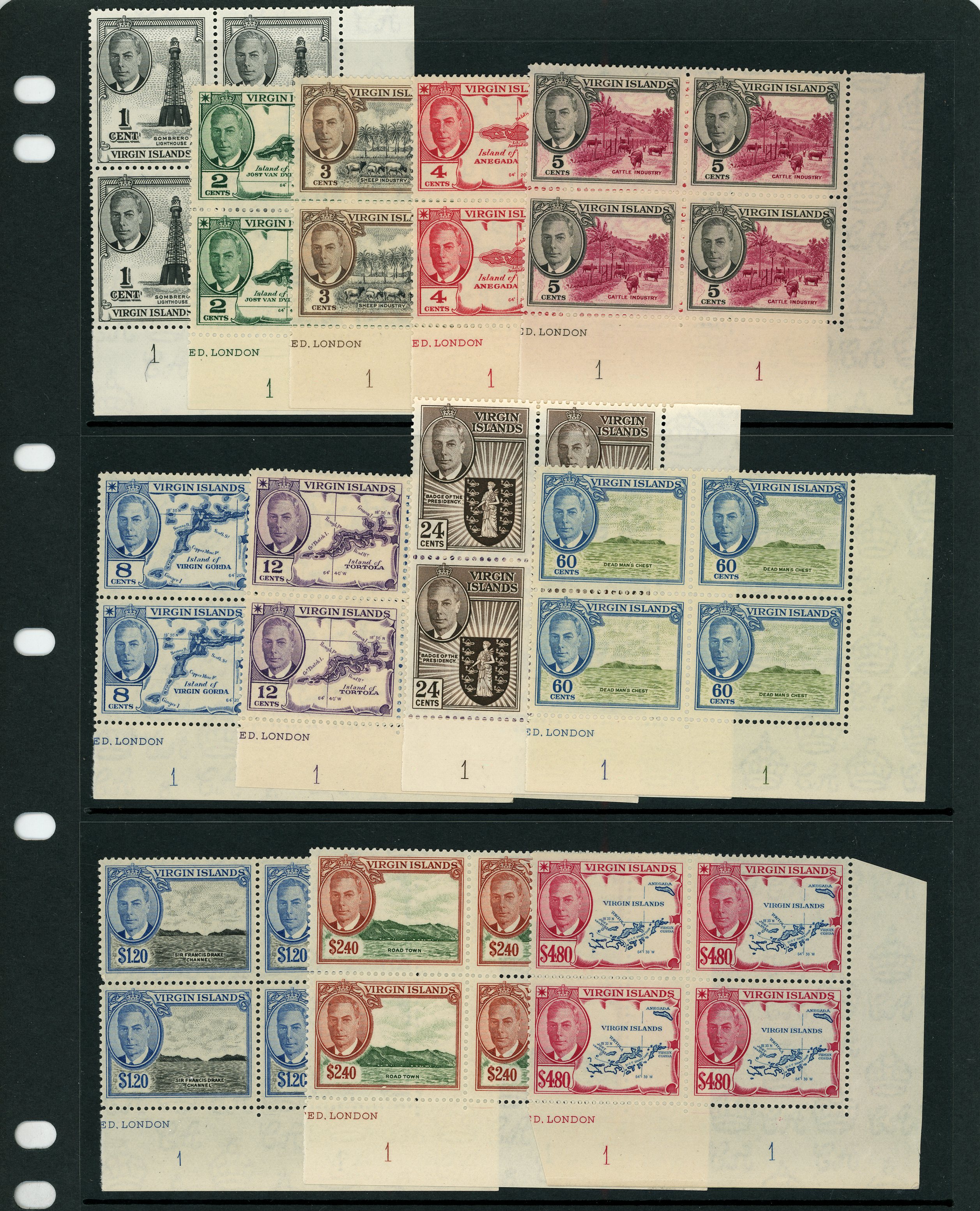 BVI SG 136-147 Plate blocks mint