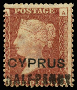 1881 (Feb) "HALF-PENNY" on 1d red, plate 216,...