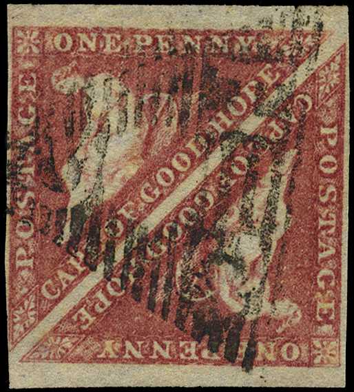 1858-63 1d deep rose-red cut-square pair...