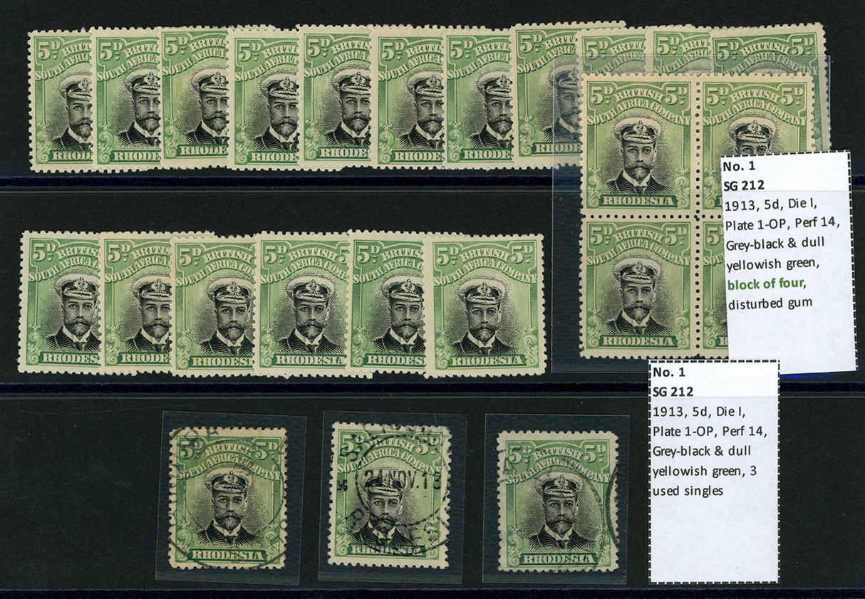 1913-7 5d Head Die I, perf 14. Seventeen...