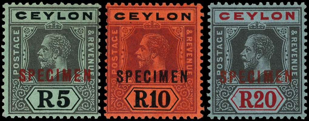 Ceylon SG 301s-319s Specimens