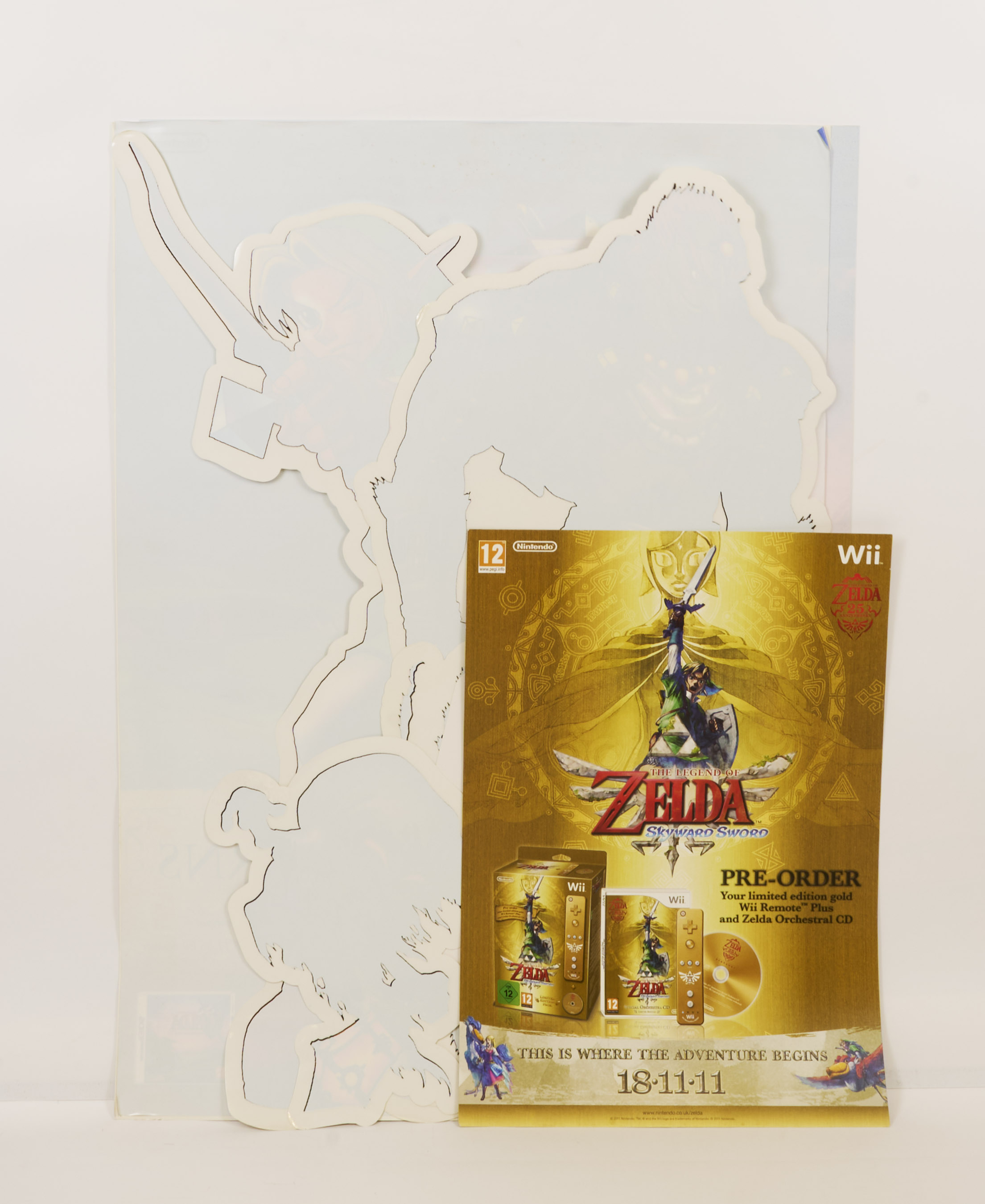 The Legend of Zelda Ocarina of Time 3D The Legend Returns countertop stand, window stickers 