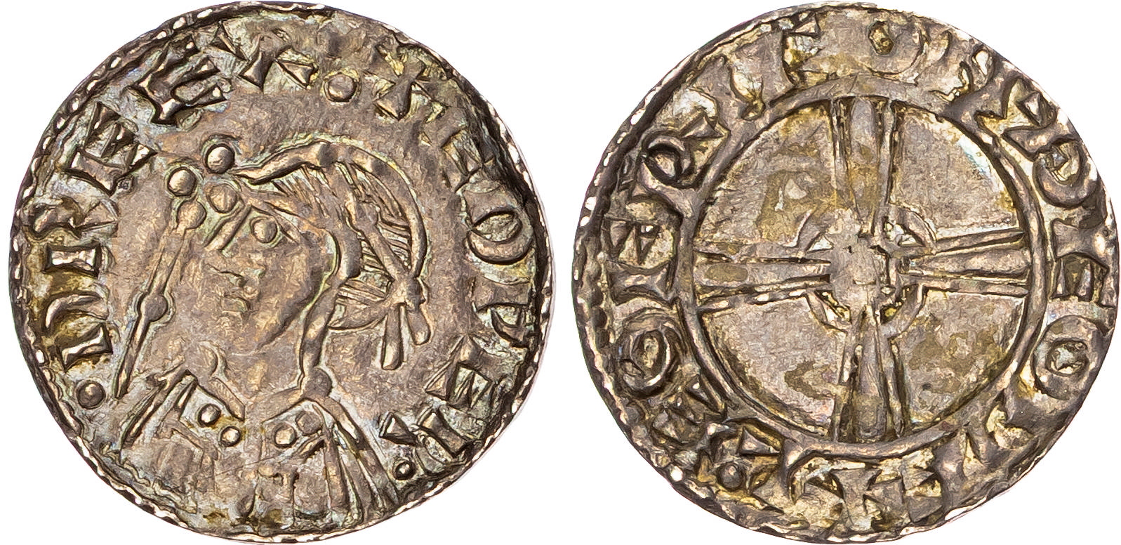 Edward the Confessor (1042-1066), AR Penny, Expanding Cross type, heavy issue (1050-53), Thetford mint, Leofric as moneyer.